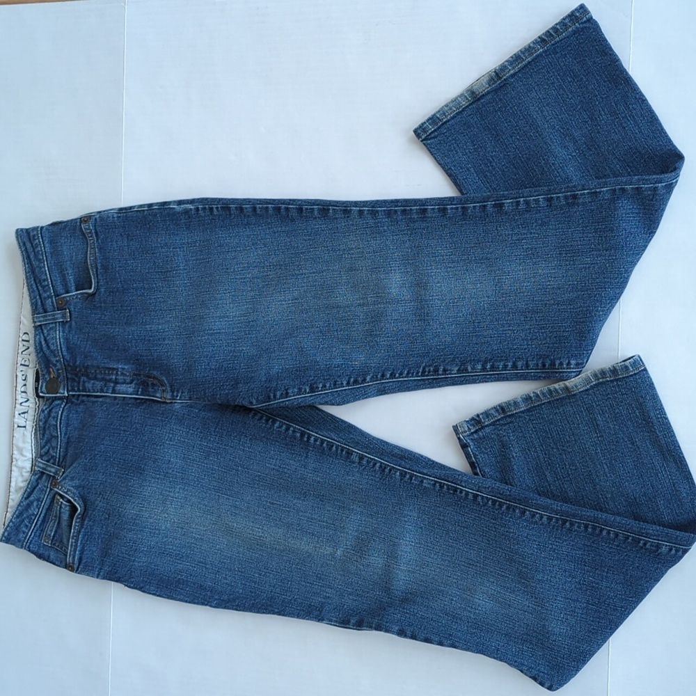 Lands End Original Fit Modern Waist Boot Leg Jeans 10 Blue